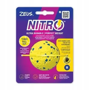 Suņu rotaļlieta Nobleza Zeus Nitro — bumba ar gumijas serdi, izmērs M, diametrs 6,3 cm