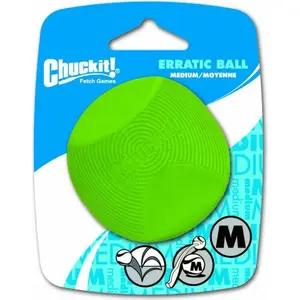 Suņu bumba chuckit! ERRATIC BALL Medium — interaktīva bumba ar neparedzamu atsitienu, vidēja izmēra (MPN 201101)