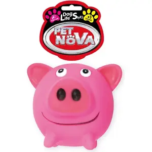 Suņu rotaļlieta Pet Nova VIN Pig Ball 10 cm — gumijas čaukstošs bumba košļāšanai un mešanai