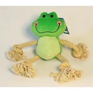 Plush Rope Frog Toy by Yarro International, 36 cm Soft Squeaky Pet Toy