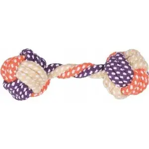 Dog Rope Toy Hobby 15 cm — weighted dumbbell style, braided cotton rope