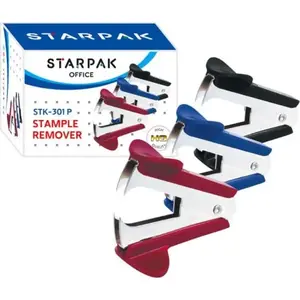 Степлер STARPAK R-301 GRA — компактный настольный степлер, металлический механизм, синий