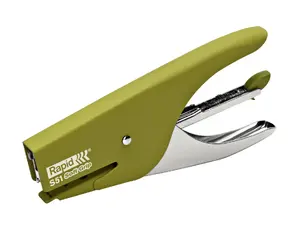 Stapler Rapid S51 Soft Grip — 15-sheet capacity, green/silver, 4.2 cm throat depth