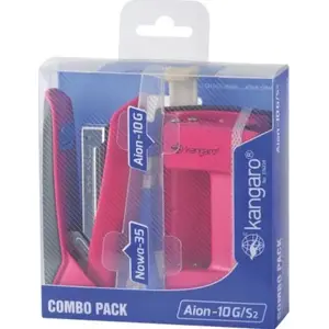 Stapler and Hole Punch Combo Kangaro Aion-10G (hole punch) & Nowa-35 (stapler) — pink