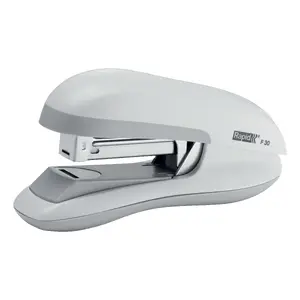 Stapler Rapid F30 — 20-sheet flat-clinch stapler, white, compact office stapler