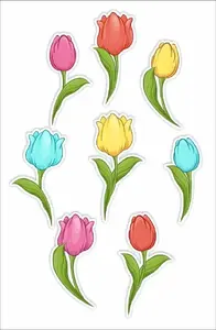 Window decorations double-sided LearnHow Tulips 02, set of 8 pieces