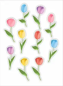 Window decorations double-sided Tulips 03, LearnHow — pack of 10 pieces