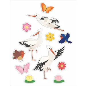 Window decorations double-sided LearnHow Bociany set of 12 – fabric/sticker window ornaments