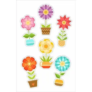 Window Decorations LearnHow double-sided floral stickers, pack of 6