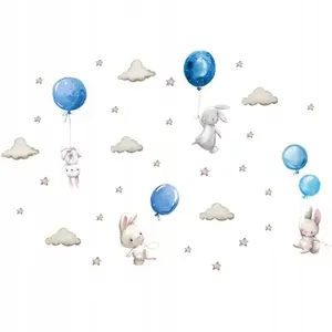 Wall Decal ROOM Decor SIPO-WS63027 — blue rabbits and balloons wall stickers