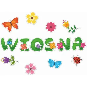 Window decorations set LearnHow Dekoracje okienne wiosenne 01 — 14 pieces, seasonal spring motifs