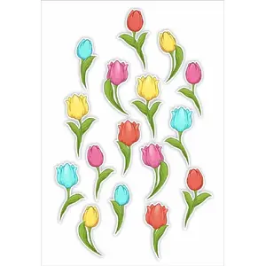 Window decorations double-sided LearnHow Tulips 02 set of 16 pieces