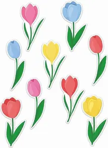 Window decorations set LearnHow Tulips 01 — spring-themed, 9 pieces