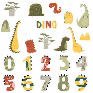 Wall Decals ROOM Decor SIPO-WS63049 — Numeric Dino Stickers for Walls