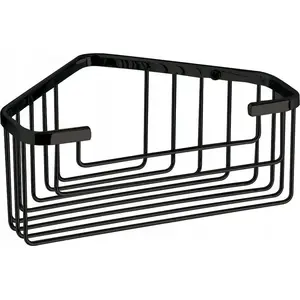Угловая душевая корзина Sourcing CORNER SHOWER BASKET BLACK — настенный угловой органайзер, металлическая отделка
