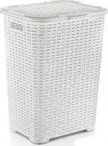 Корзина для белья Katex RATTAN 45 л — белая, 400×316×550 мм