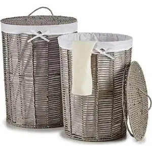 Laundry basket Kipit 44×44×56 cm grey rattan-style set of 2