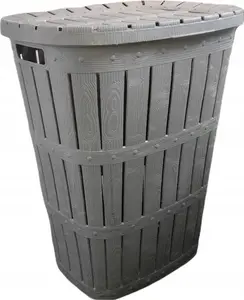 Laundry Hamper Katex WOOD 55 L, popiel (55-litre laundry basket)
