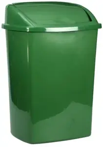 Waste bin HAGLEITNER V-Part dark green plastic 8 L with swing lid wall-mount prepared