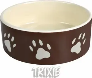 Керамическая миска Trixie TX-24533 коричневая с отпечатком лапы 1,4 л