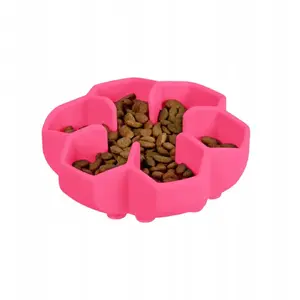 Slow Feeder Silicone Bowl Collar 450 ml, pink — slow-eating pet bowl
