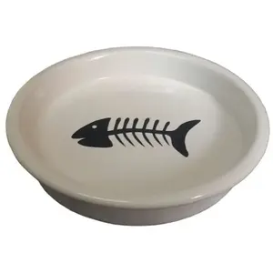 Керамическая миска для животных Yarro International 13,5×2,5 см — бело-розовая
