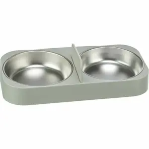 Trixie TRIXIE 24348 комбинированная миска-поилка для собак/кошек, пластик и нержавеющая сталь, 320×160×50 мм