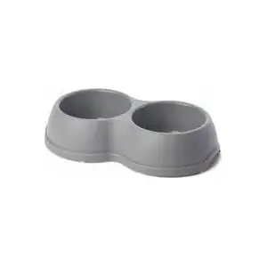 Двойная пластиковая миска для собак и кошек Barry King L 1,2 л серая 35×20 см
