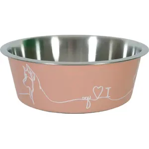 Non‑Slip Pet Bowl ZOLUX LOVE for Dog and Cat, Salmon Color, 1200 ml