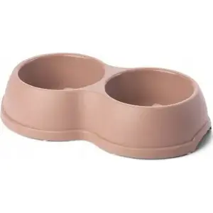 Двойная пластиковая миска для собак и кошек Barry King M, 0,5 л, бежевый, 26×15 см