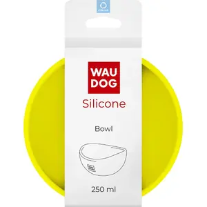 Silicone Pet Bowl Collar WAU DOG 250 ml, yellow