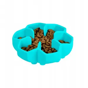 Slow-Feeding Silicone Dog Bowl Collar 450 ml Blue