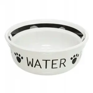 Keramikas bļoda suņiem Trixie "Water" 0,25 l / 13 cm balti‑melna