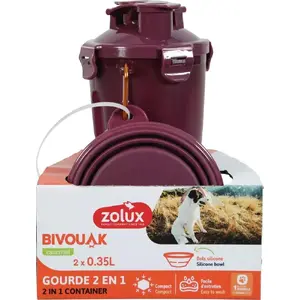 Поилка-бутылка ZOLUX BIVOUAK 2 в 1 для собак, 2×350 мл, красная