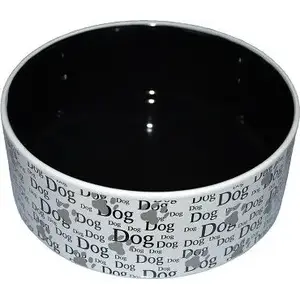 Керамическая миска для собаки Yarro International DOG бело‑черная 19,5×7,5 см