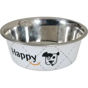 Миска из нержавеющей стали ZOLUX Miska Inox Happy 1,5 л — белая, объём 1,5 л