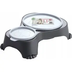 Double Pet Bowl with Lid Pet Nova – 1.0 L + 0.28 L, gray