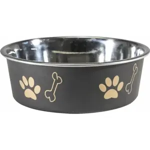 Non-slip printed pet bowl Barry King M, black, 0.45 L