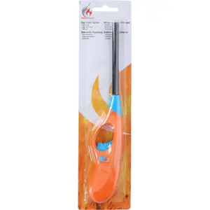 Long gas lighter 26.6 cm, No name — orange, refillable ignition tool
