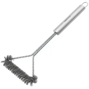 Grill grate cleaning wire brush KingHoff KH-1915 stainless steel bristles, handheld grill brush
