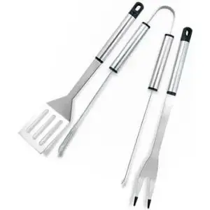 Grill tool set Mirpol 3-in-1 stainless steel: fork, tongs, spatula