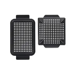 Roasting Tray by Dangrill model 88202 — metal, black, set of 2 for outdoor barbecue/grill