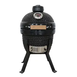 Keramikas grils Kamado Bono Picnic 13" — ogļu kamado grils uz ratiņiem, melns, 400×540×640 mm