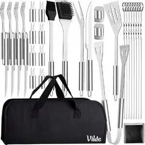 Grill accessory set Vilde — 33-piece stainless steel tools with carrying case