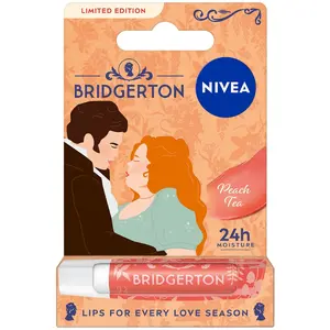 Lūpu balzams NIVEA Bridgerton Edition Peach Tea 4,8 g — kopjošs