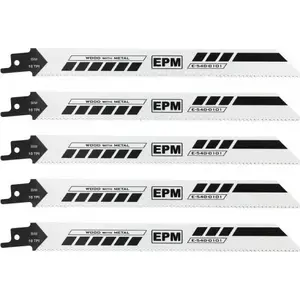 Полотно для сабельной пилы EPM S1022 200 мм, 10 TPI, для дерева, 5 шт.