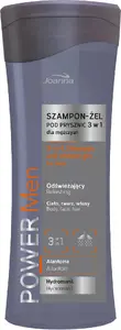 Šampūns-ģēls dušai 3‑1 Joanna Power Men 300 ml — šampūns, ķermeņa mazgāšanas līdzeklis un dušas želeja vīriešiem