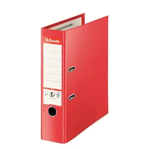 Ring binder ESSELTE 81183 A4+ red, round rings, 81 mm spine, cardboard & PP, 300×318 mm