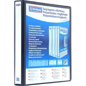Ring binder Donau A4 4-ring 44 mm spine black