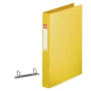 Ring Binder ESSELTE VIVIDA A4, plastic cover with 30% pre-consumer recycled PP foil, yellow, 42×255×318 mm
